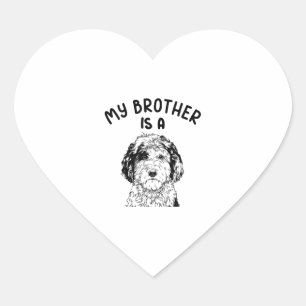 Sticker Cœur Mon frère est un chien de berceau drôle