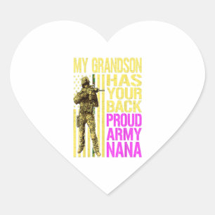 Sticker Cœur Mon petit-fils a votre dos militaire fier cadeau d