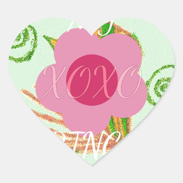 Sticker Cœur Mon XOXO Little Princess Floral Art Design d'impre (Devant)