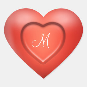 Sticker Cœur Monogramme 3D personnalisé
