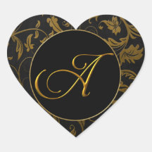 Monogramme A Gold et Black Mariage damassé Seal