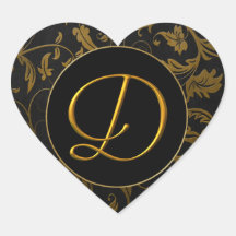 Monogramme D Gold et Black Mariage damassé Seal