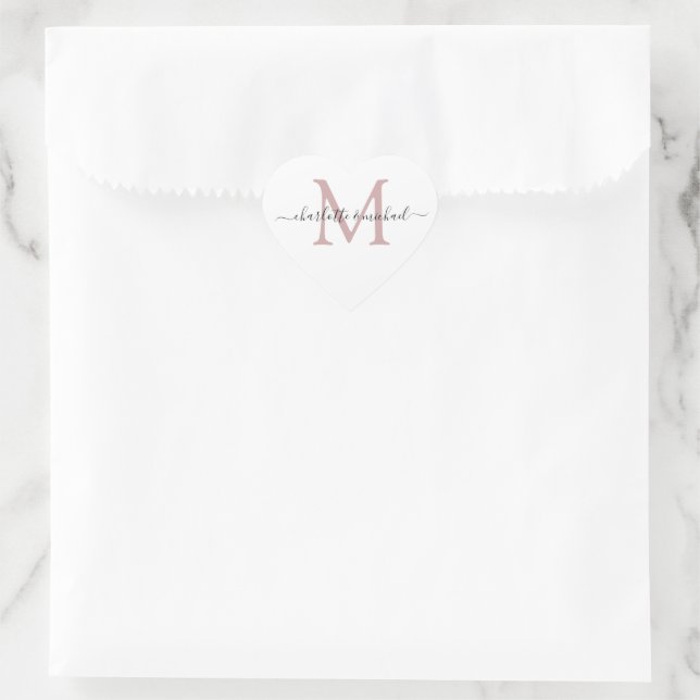 Sticker Coeur Monogramme de calligraphie moderne (Sac)