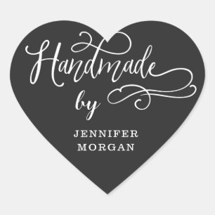 Sticker Cœur monogramme de script whimsical fait main