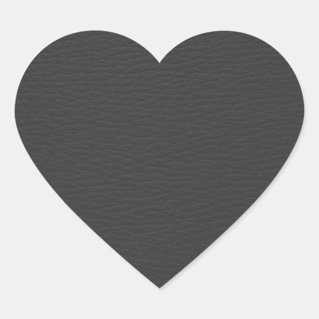 Sticker Cœur Monogramme en cuir noir simple Faux (Devant)