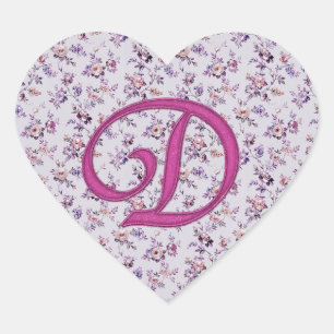 Sticker Cœur Monogramme Floral Vintage D