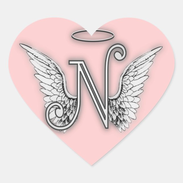 Sticker Cœur Monogramme Heart Angel Wings (Devant)