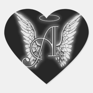 Sticker Cœur Monogramme Heart Angel Wings