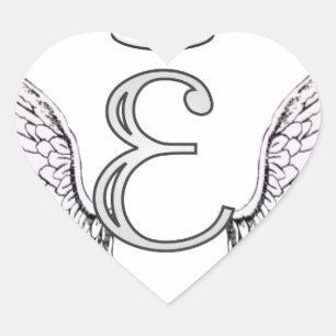 Sticker Cœur Monogramme initial de la lettre E avec des ailes
