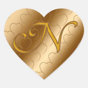 Sticker Cœur Monogramme Or de luxe N