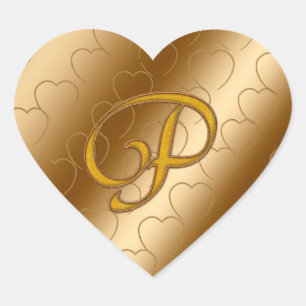 Sticker Cœur Monogramme Or de luxe P