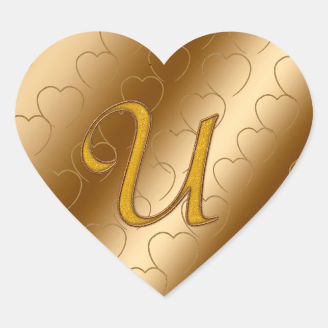 Sticker Cœur Monogramme Or de luxe U (Devant)