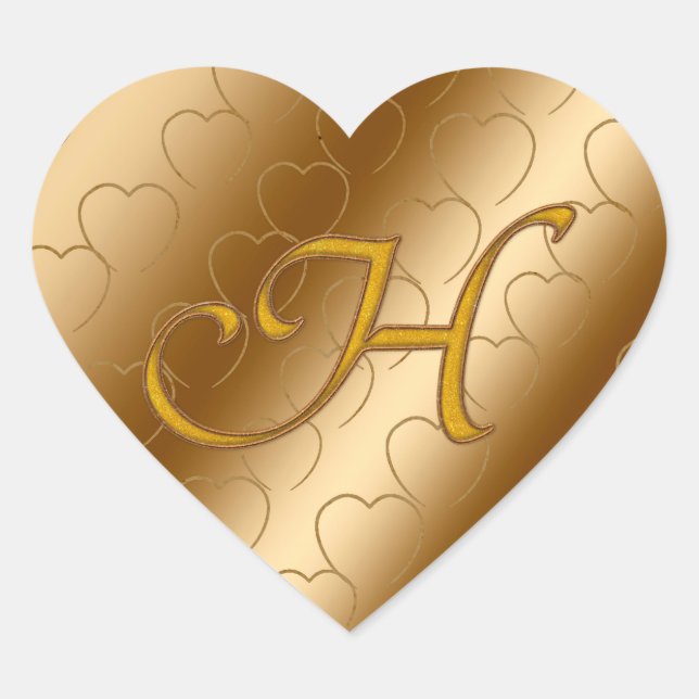 Sticker Cœur Monogramme Or H de luxe (Devant)