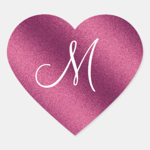 Sticker Cœur Monogramme Parties scintillant rose