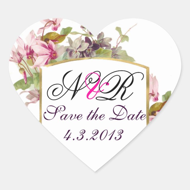 STICKER CŒUR MONOGRAMME ROMANTİCA / CYCLAMENS ROSE ENREGISTRER  (Devant)
