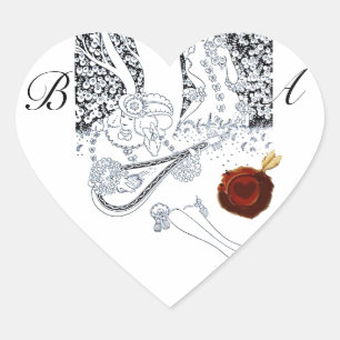 STICKER CŒUR MONOGRAMME ROMANTIQUE DES AMATEURS DE VALENTINE RO