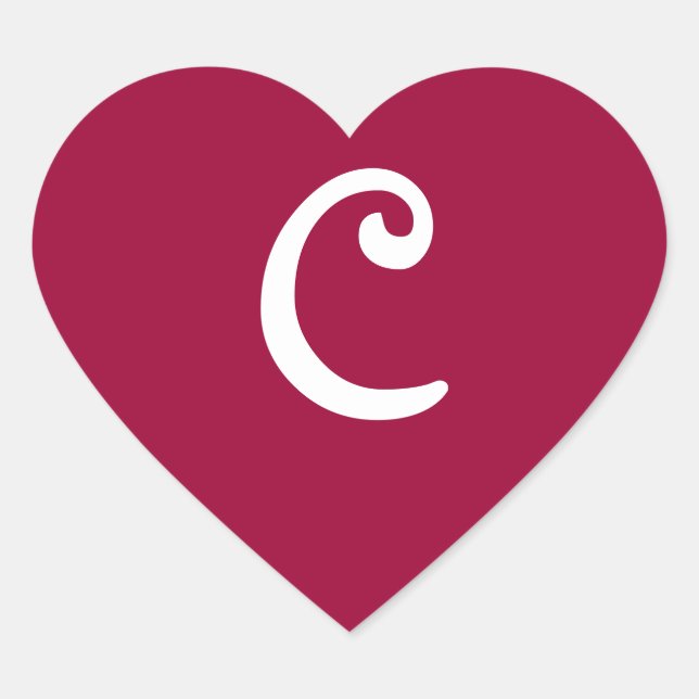 Sticker Coeur Monogramme Rouge Vin (Devant)