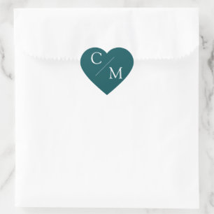 Sticker Cœur monogramme simple et élégant