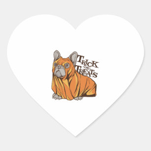 Sticker Cœur Mops d'Halloween