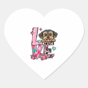 Sticker Cœur Morkie Chien J'Aime Mon Chien Fourrure Bébé Valent