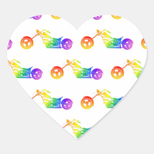 Sticker Cœur Mortocycle arc-en-ciel