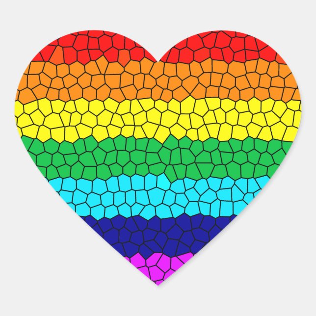 Sticker Cœur Mosaïque arc-en-ciel (Devant)