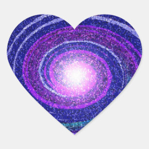 Sticker Cœur Mosaïque astrale bleue de galaxie