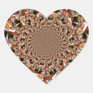 Sticker Cœur Mosaïque de sushis Brown