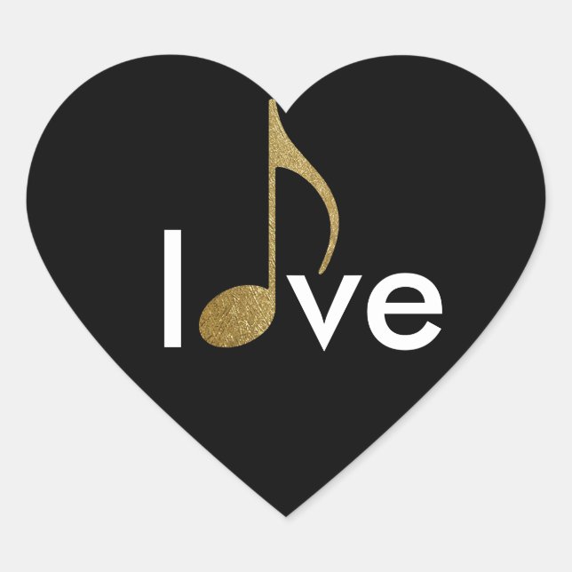 Sticker Cœur mot d'amour de note musicale (Devant)