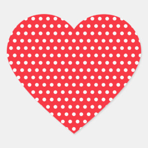 Sticker Cœur Motif à points Polka rouge et blanc. Spotty.