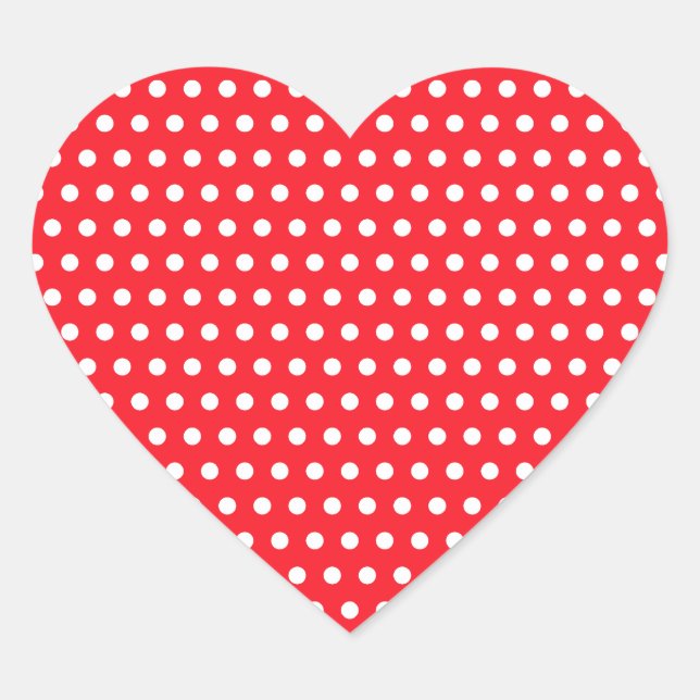 Sticker Cœur Motif à points Polka rouge et blanc. Spotty. (Devant)