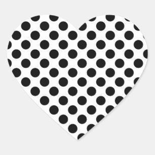 Sticker Cœur Motif à pois blanc et noir
