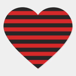 Sticker Cœur Motif à rayures noires et rouges gras