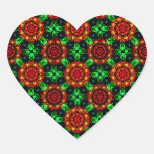 Sticker Cœur Motif Abstrait Floral Moderne Bohème Élégant #504