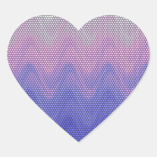 Sticker Cœur Motif Abstrait Hexagon violet rose