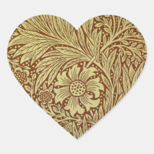 Sticker Cœur Motif Antique Fleur de Souci de William Morris
