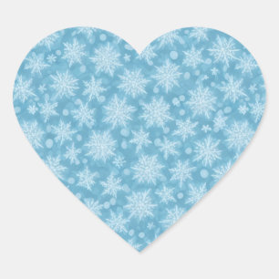 Sticker Cœur Motif Blue Snowflake