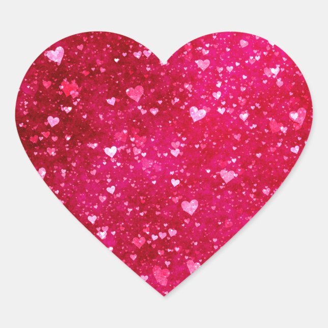 Sticker Cœur Motif Coeurs de Parties scintillant rose (Devant)