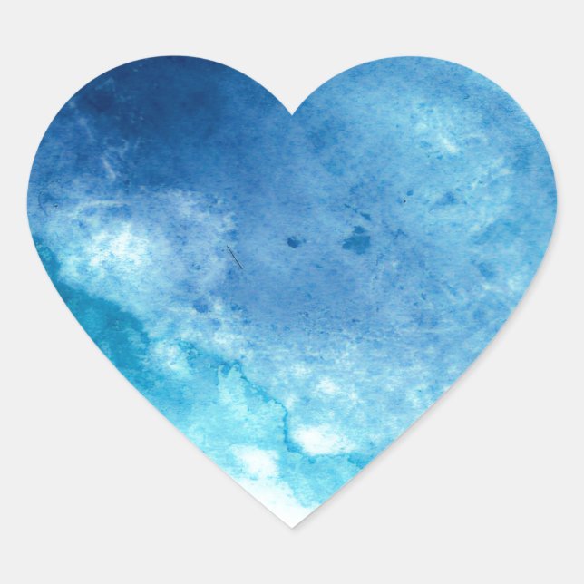 Sticker Cœur Motif d'aquarelle bleu Ombre Inkblot (Devant)