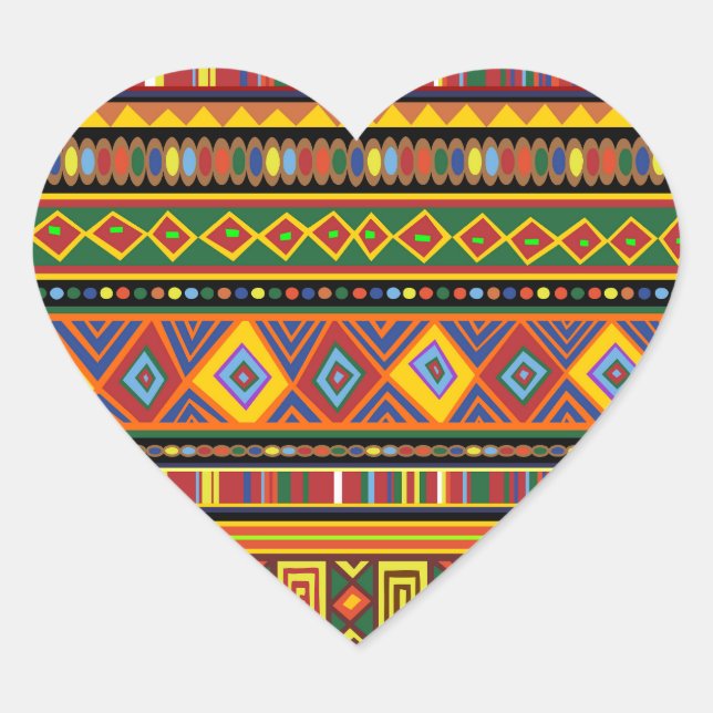Sticker Cœur Motif d'art ethnique en Afrique (Devant)