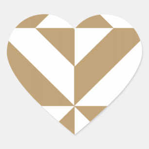 Sticker Cœur Motif de cube géométrique Brown