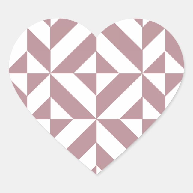 Sticker Cœur Motif de cube géométrique Mauve foncé (Devant)