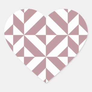 Sticker Cœur Motif de cube géométrique Mauve foncé
