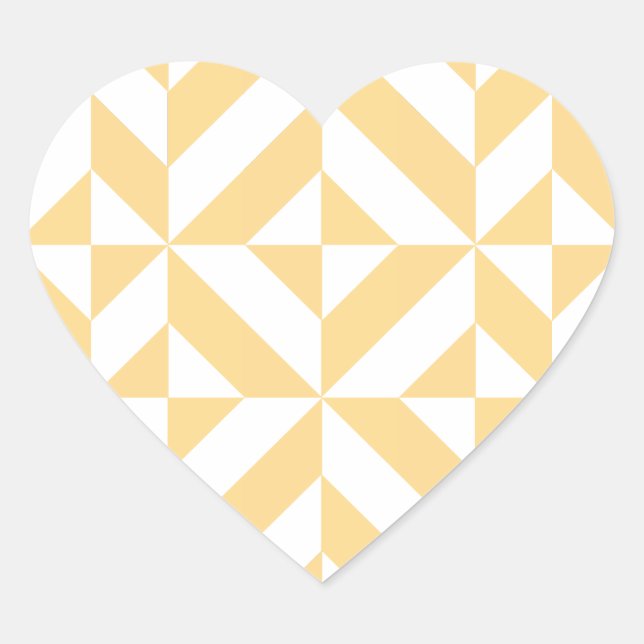 Sticker Cœur Motif de cube géométrique Pale Melon (Devant)
