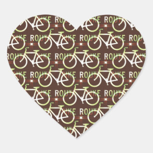 Sticker Cœur Motif de cycliste de vélo de Fixie d'itinéraire de