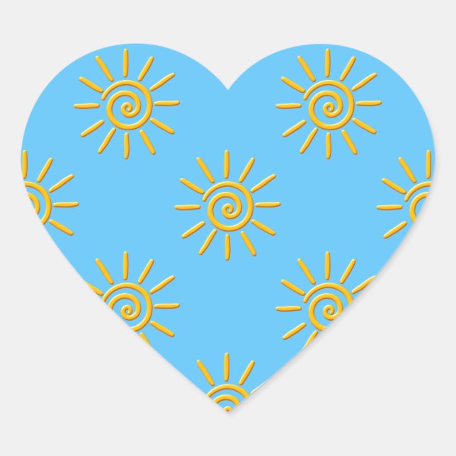 Sticker Cœur motif de dessin 3D Jaune Sun (Devant)