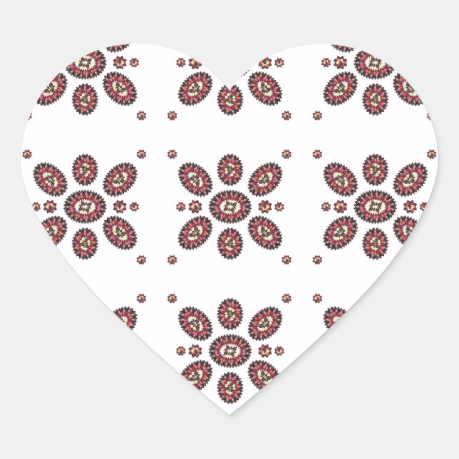 Sticker Cœur Motif de fleurs Mandala (Devant)