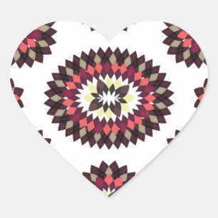 Sticker Cœur Motif de fleurs Mandala