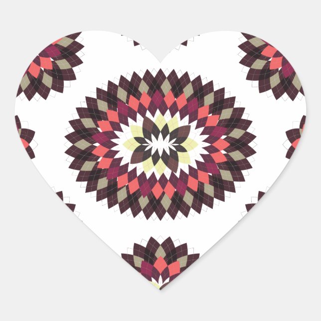 Sticker Cœur Motif de fleurs Mandala (Devant)