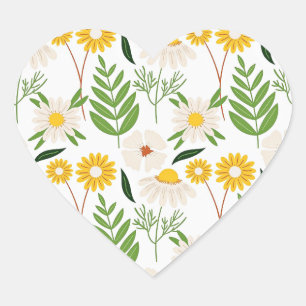 Sticker Cœur Motif de marguerite